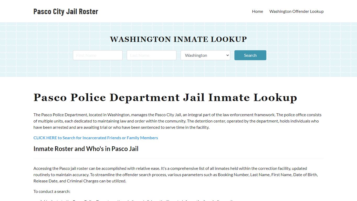 Pasco Police Department & City Jail, WA Inmate Roster, Arrests, Mugshots